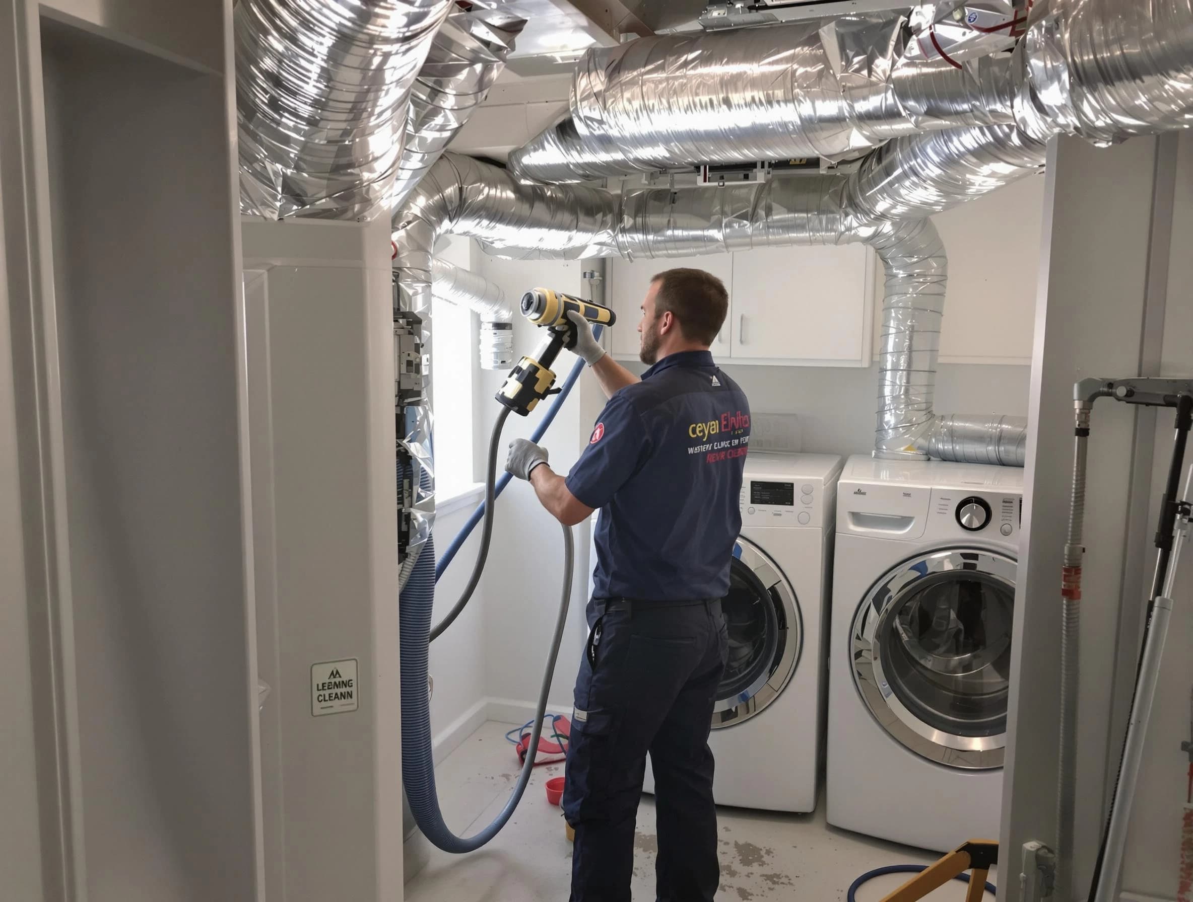 Waltham Dryer Vent Cleaning specialist using advanced equipment for thorough duct cleaning in Waltham