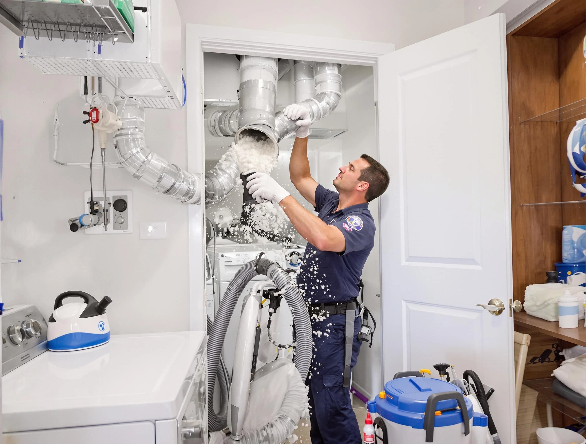 Waltham Dryer Vent Cleaning technician delivering thorough residential dryer vent cleaning service in Waltham