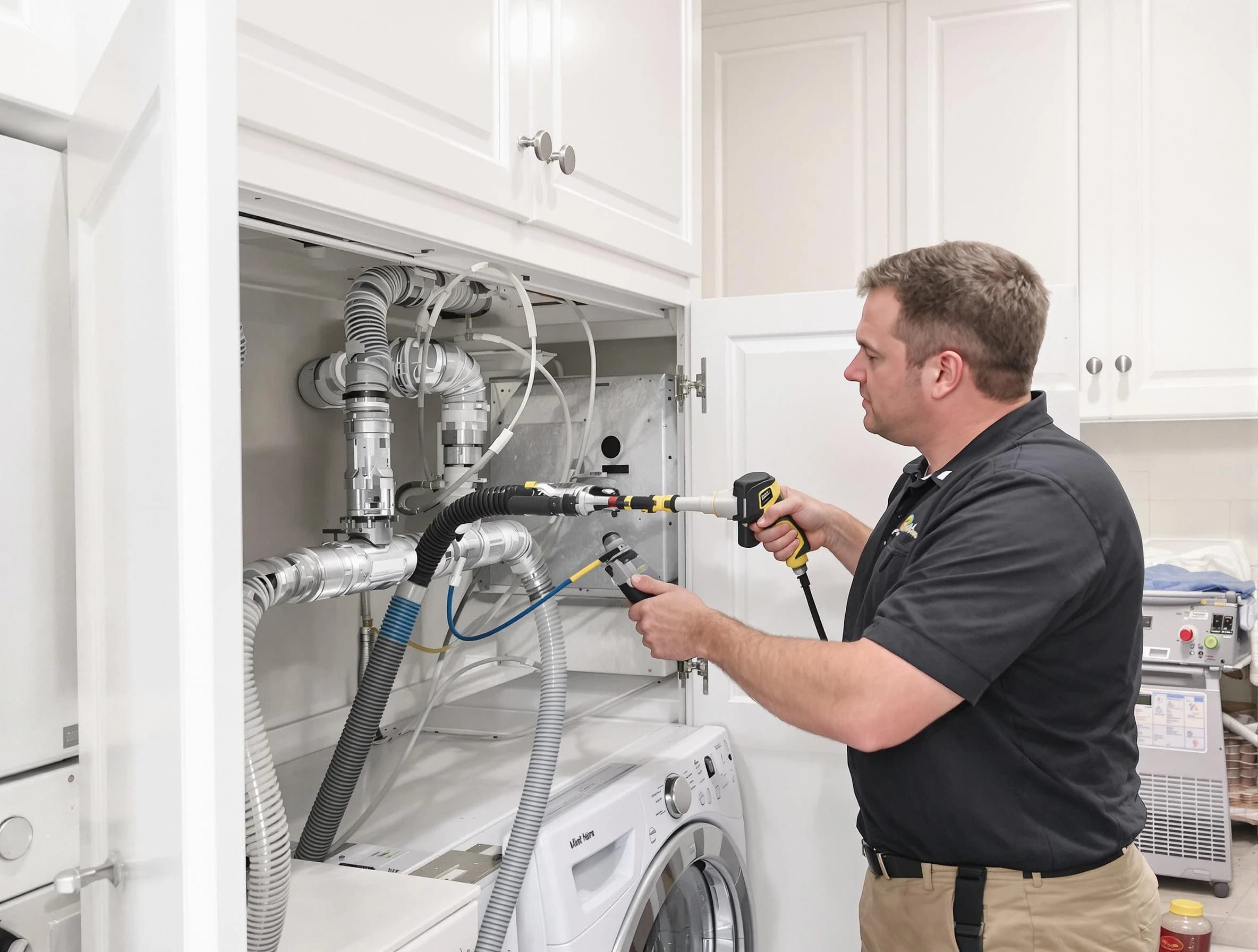Waltham Dryer Vent Cleaning professional removing severe blockage from a clogged dryer vent in Waltham
