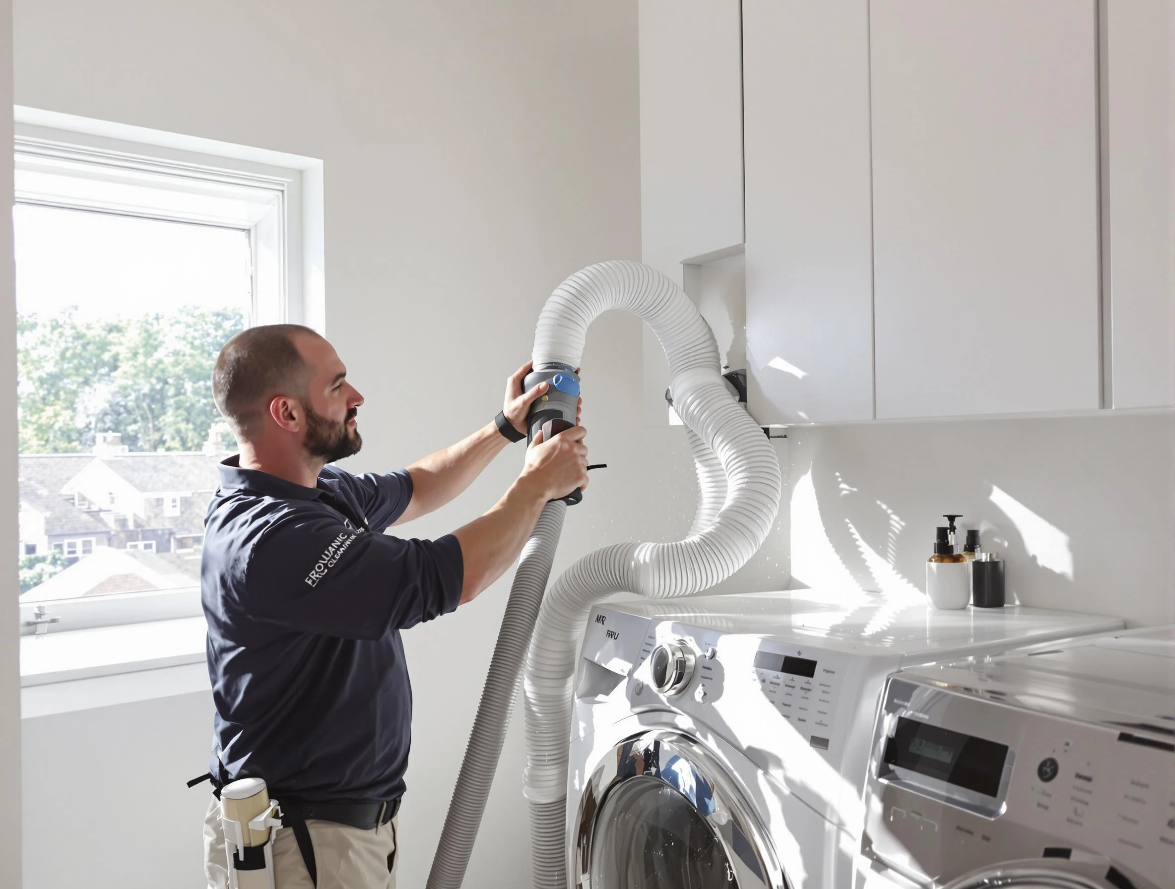 Certified Waltham Dryer Vent Cleaning technician performing dryer vent cleaning in Waltham