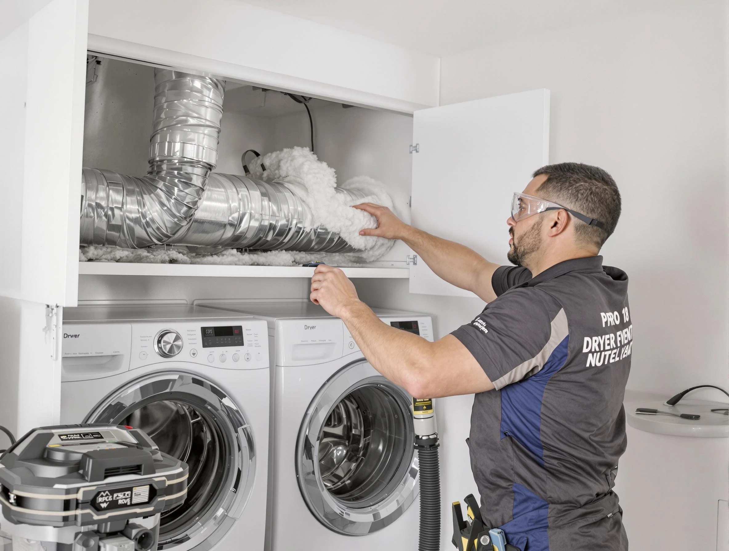 Waltham Dryer Vent Cleaning certified technician performing specialized gas dryer vent cleaning in Waltham